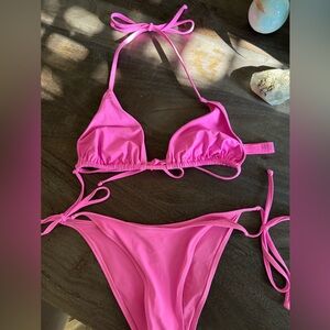 SKIMS XL Signature Swim Triangle Top & Medium, Dipped Tie Bottom - Neon Orchid